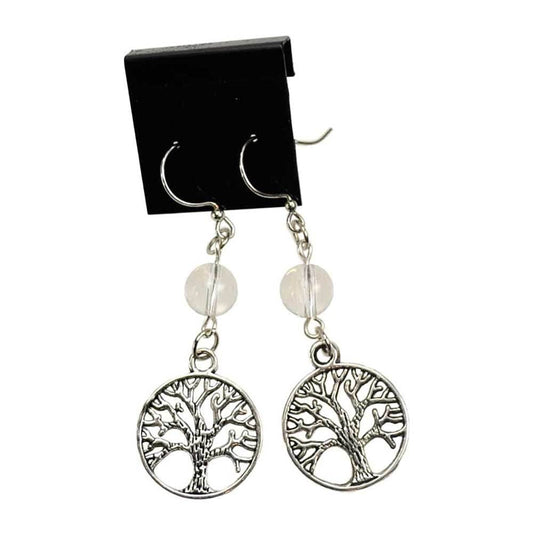 Quartz Tree of Life Earrings - 