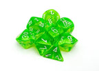 Translucent Polyhedral Rad Green/white 7-Die Set (with bonus die) - 