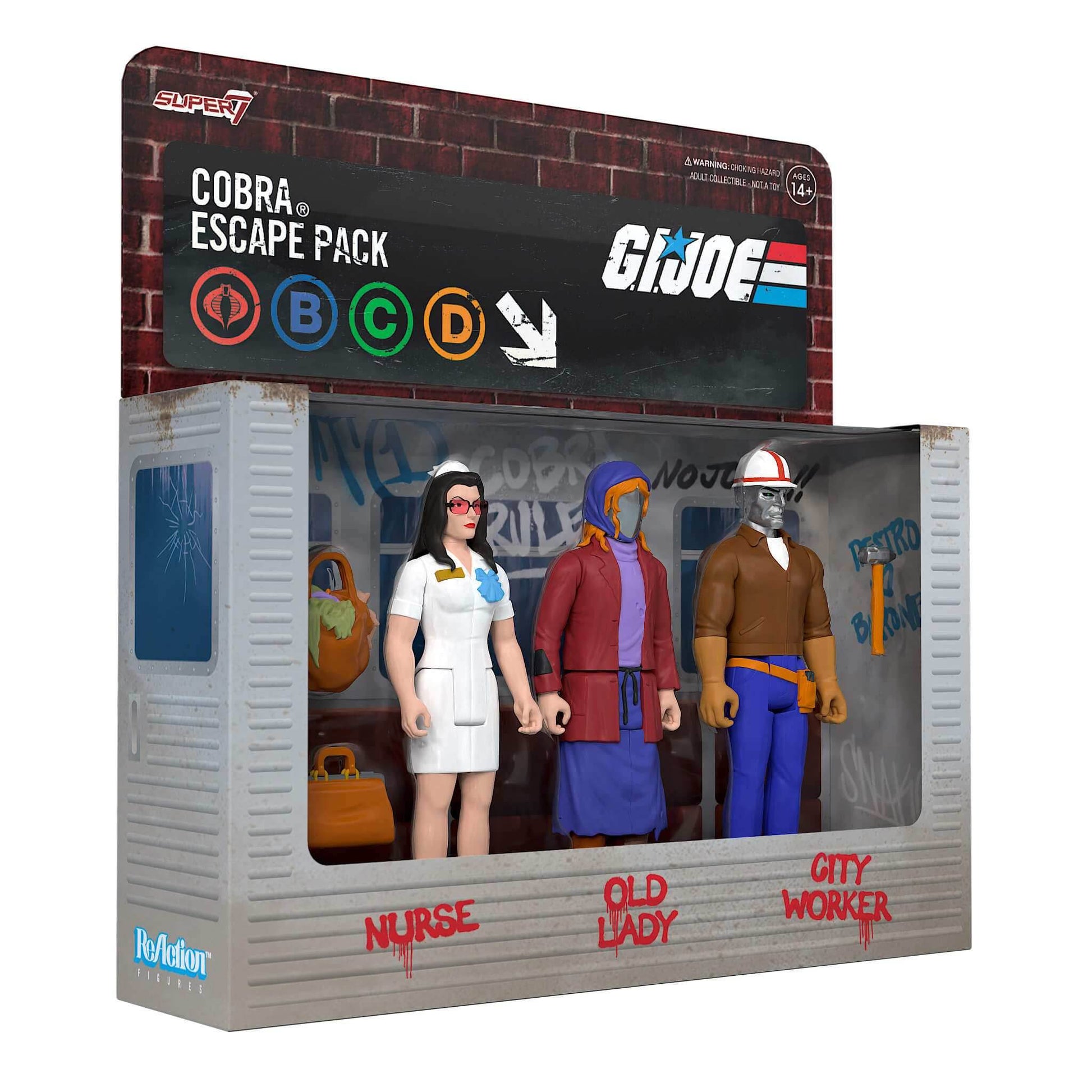 Super7 x G.I. Joe Cobra Escape Pack ReAction Figure Set 3 pk - 