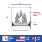 Bigfoot Engraved 10 Oz Rocks or Old Fashioned Whiskey Glass, Unique Sasquatch Themed Gifts, Funny Gift Idea for Outdoorsmen