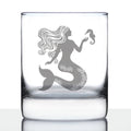 Mermaid Whiskey Rocks Glass - Fun Mermaids Themed Decor and Gifts for Beach Lovers - 10.25 Oz Glasses