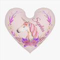 Personalized Unicorn Heart Pillow – Floral Custom Name Gift – Cotton Filling Included