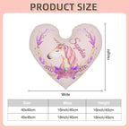 Personalized Unicorn Heart Pillow – Floral Custom Name Gift – Cotton Filling Included