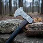 Hand Forged Damascus Steel Hatchet Hawks Tomahawk Axe Rose Wood DK-0062
