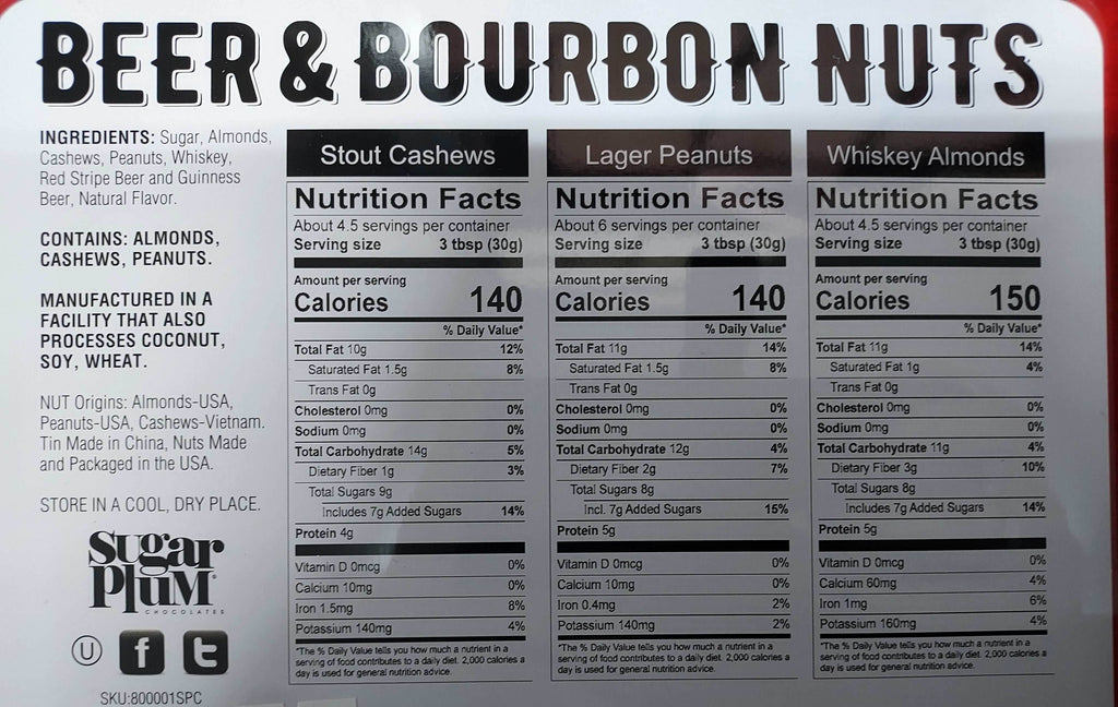 Beer & Bourbon Liquor Nuts Men's Gift Tin – Alcohol-Free Gourmet Nuts - 