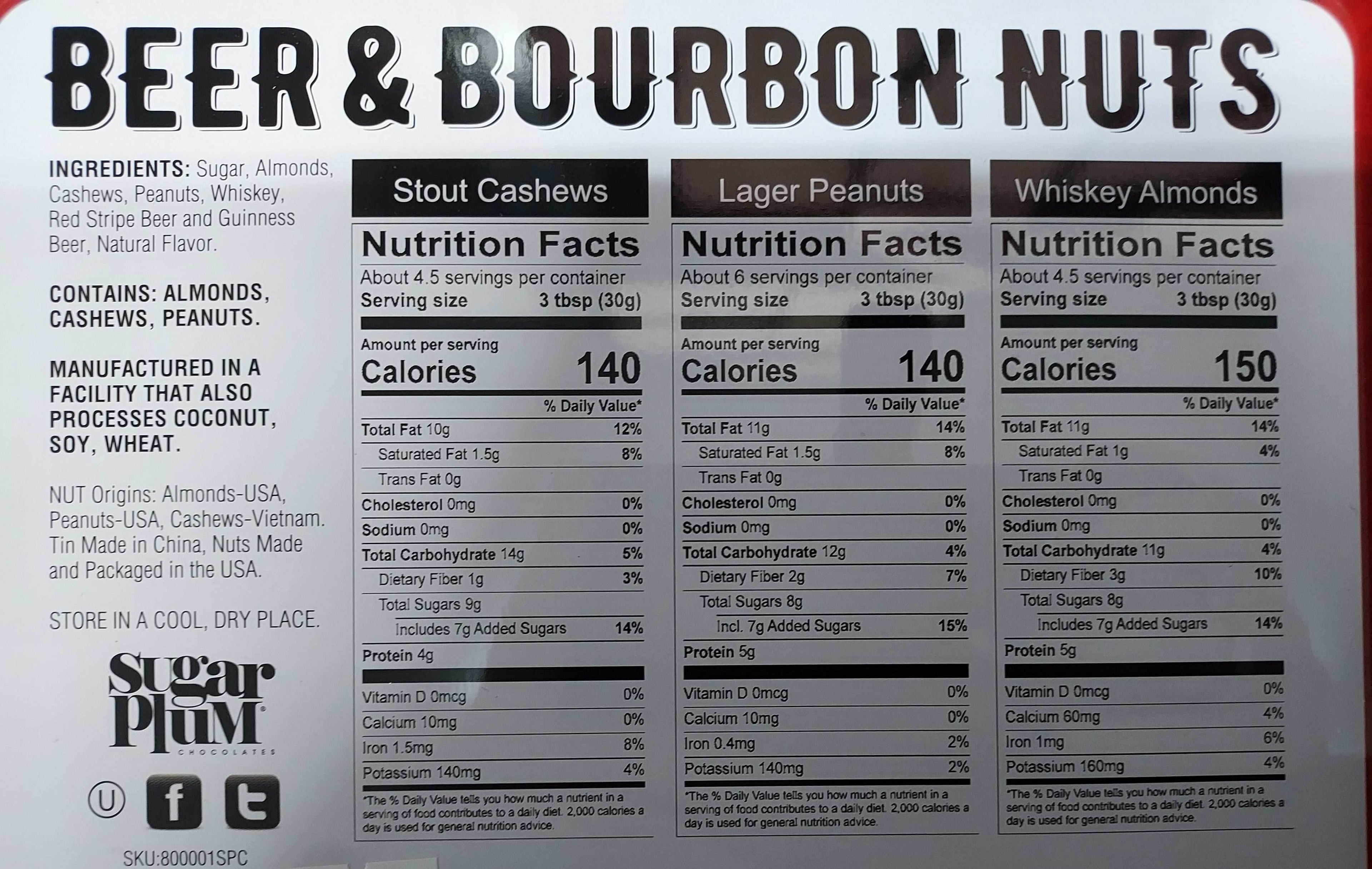 Beer & Bourbon Liquor Nuts Men's Gift Tin – Alcohol-Free Gourmet Nuts - 
