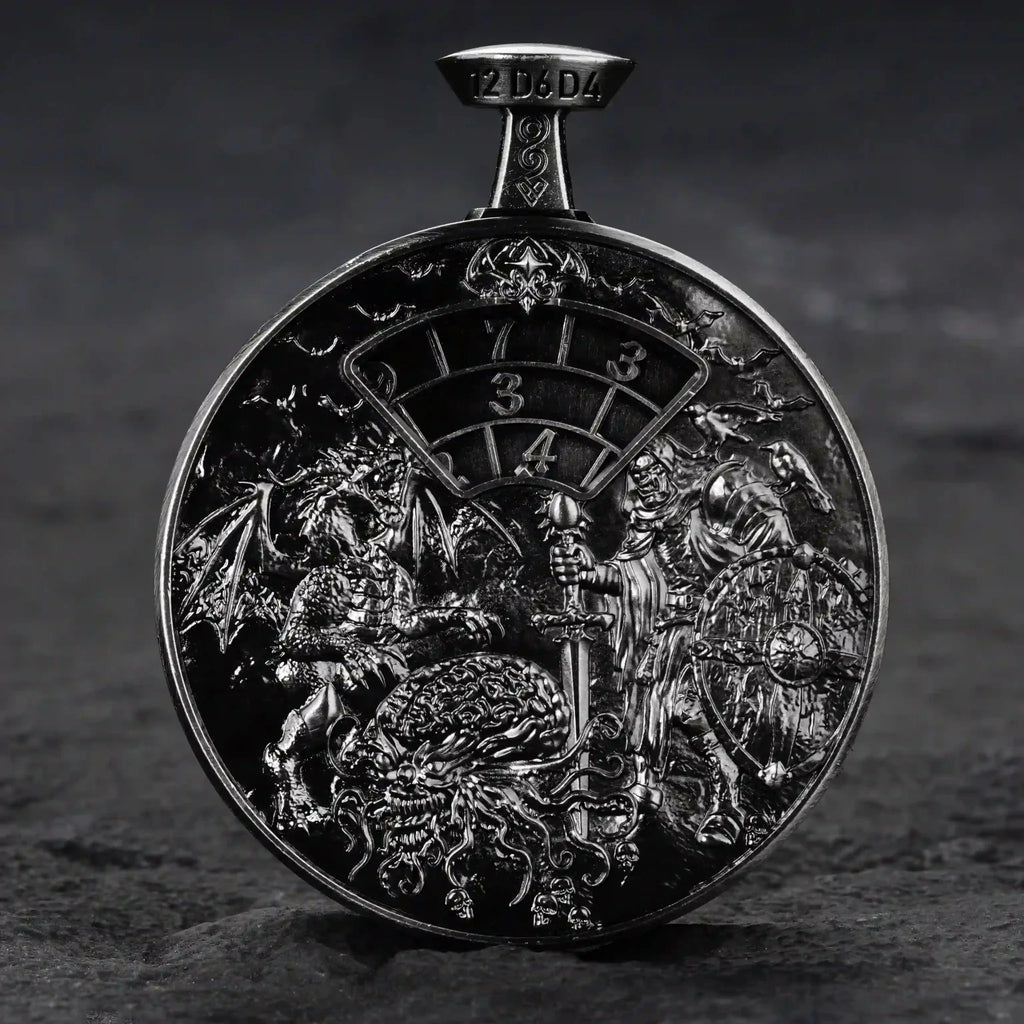 Unique Metal DND Spinning Dice Pocket Watch