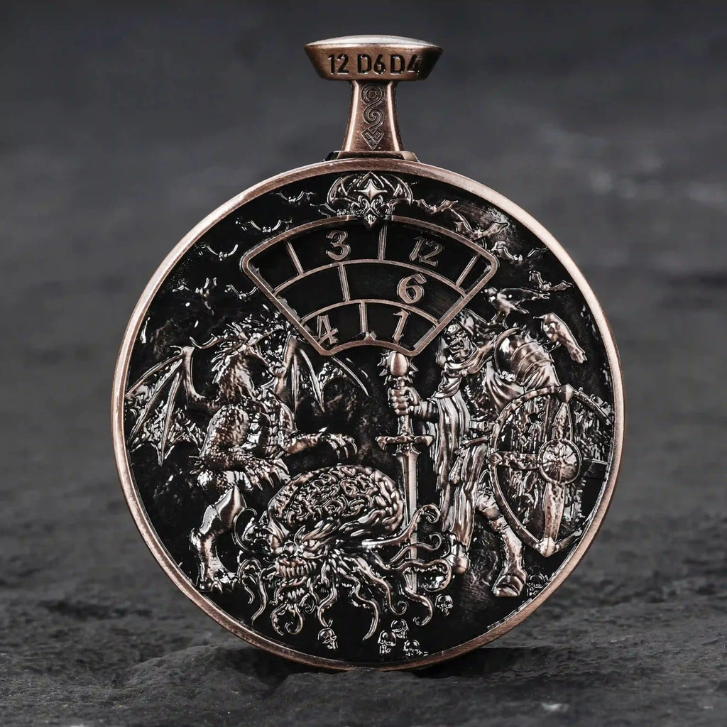 Unique Metal DND Spinning Dice Pocket Watch