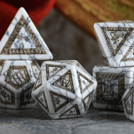 Roman White Howlite Stone Dice Set - Dice Around the World Collection - 