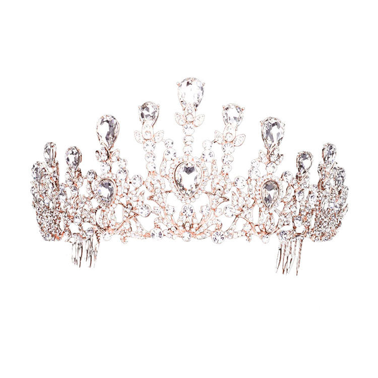 Crystal Teardrop Detail Bubble Stone Pave Marquise Tiara