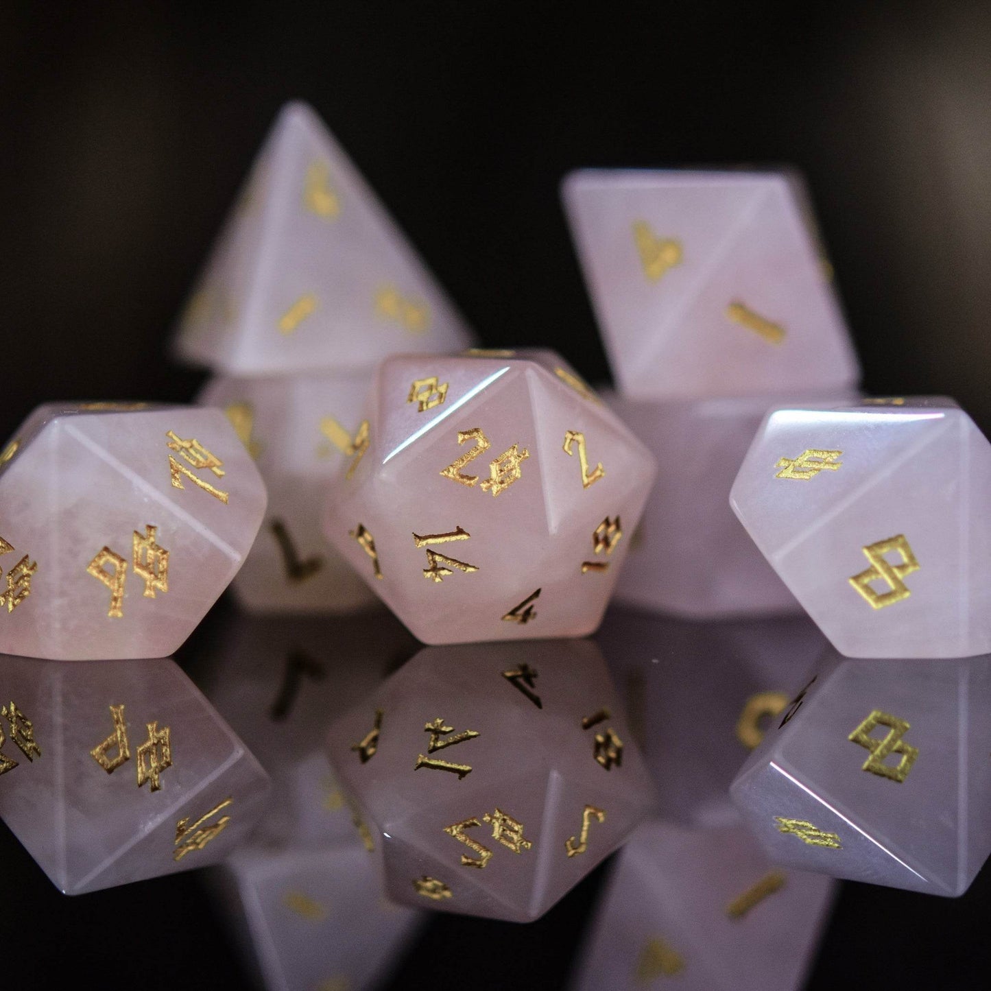 Rose Quartz Stone Dice Set 'PRE-ORDER | SPRING EVENT DEAL' - 
