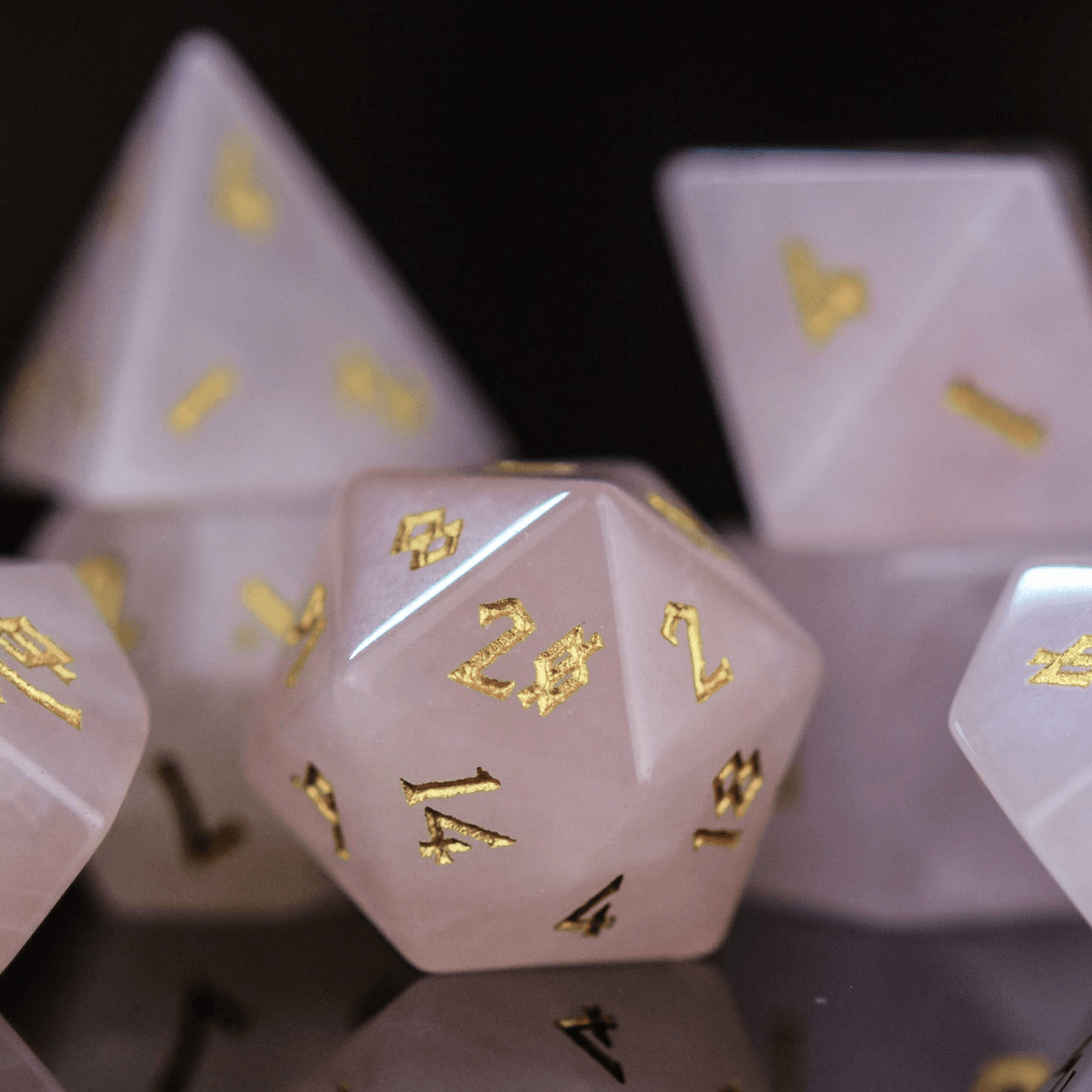 Rose Quartz Stone Dice Set 'PRE-ORDER | SPRING EVENT DEAL' - 