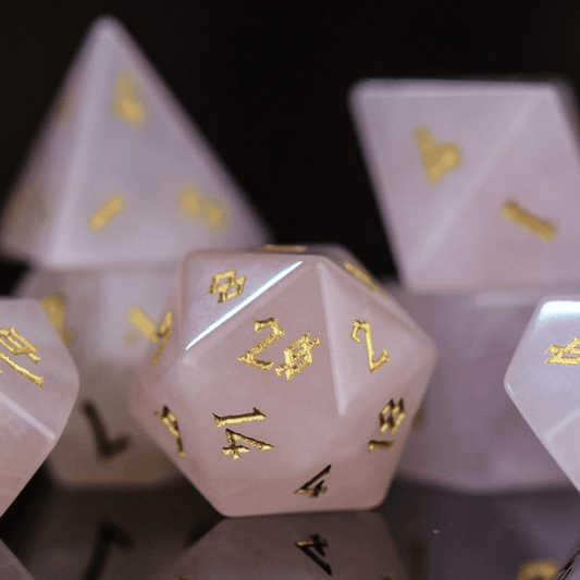 Rose Quartz Stone Dice Set 'PRE-ORDER | SPRING EVENT DEAL' - 