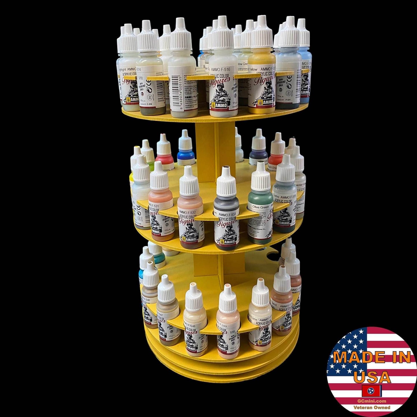 Rotating Paint Rack - For 26mm Dropper Bottles (AMMO, Vallejo, Army Painter, etc) - 