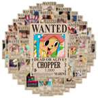 One Piece Wanted Posters Stickers: 50pcs Cool Anime Decals
