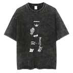 Naruto Rock Lee Streetwear T Shirt Vintage Washed Black