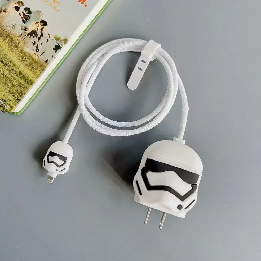 4Pcs/Set  Cute 3D Cartoon Set Cable Protector for iPhone / iPad 18W/20W Charger Case Phone Wire Cord Organizers for iPhone 14 15