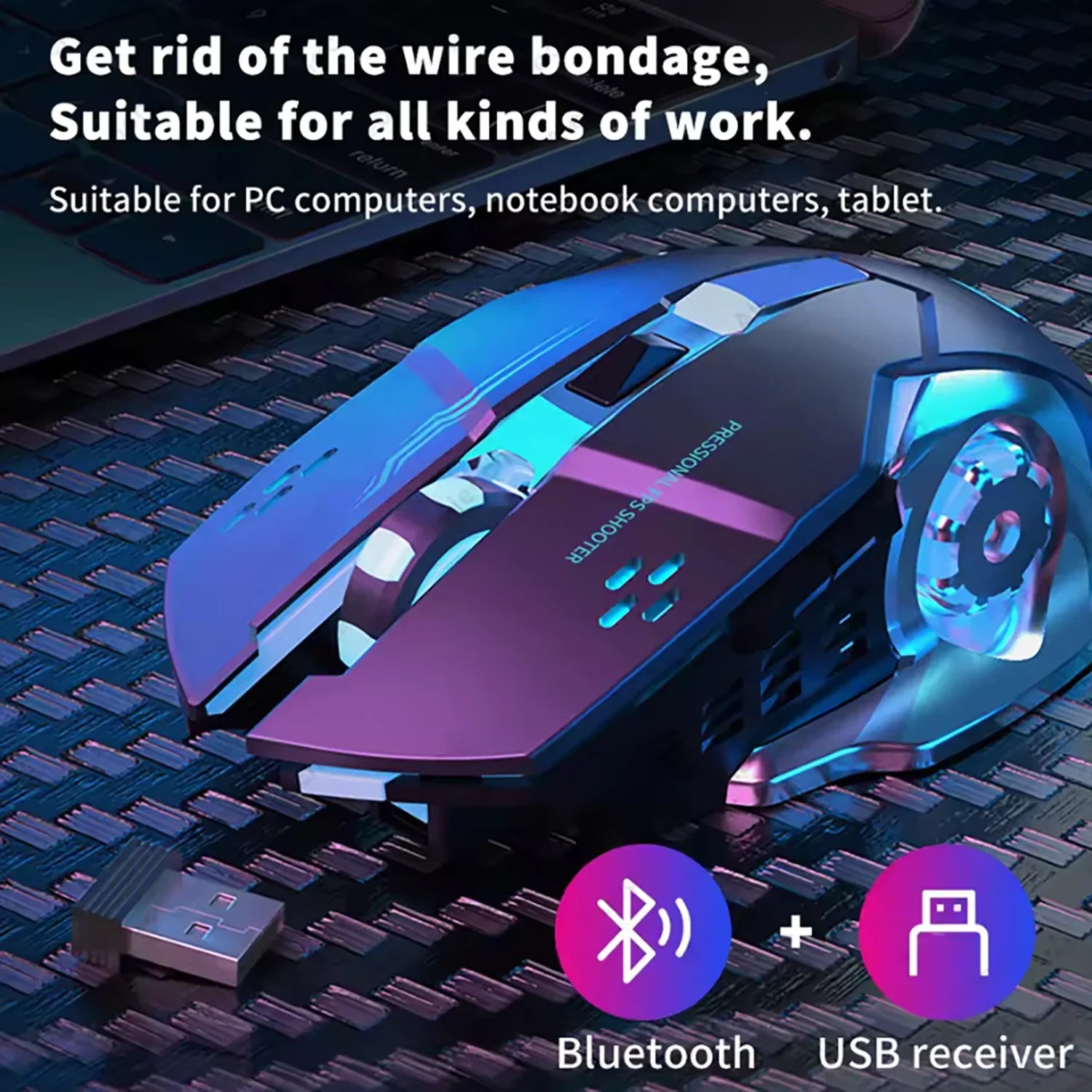 Rechargeable Wireless Mouse Gaming Computer Silent Bluetooth Mouse USB Mechanical E-Sports Backlight PC Gamer Mouse For Computer