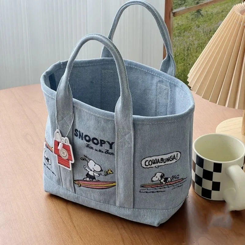 Snoopy Embroidered Canvas Tote Bag – Japanese Style Casual Handbag