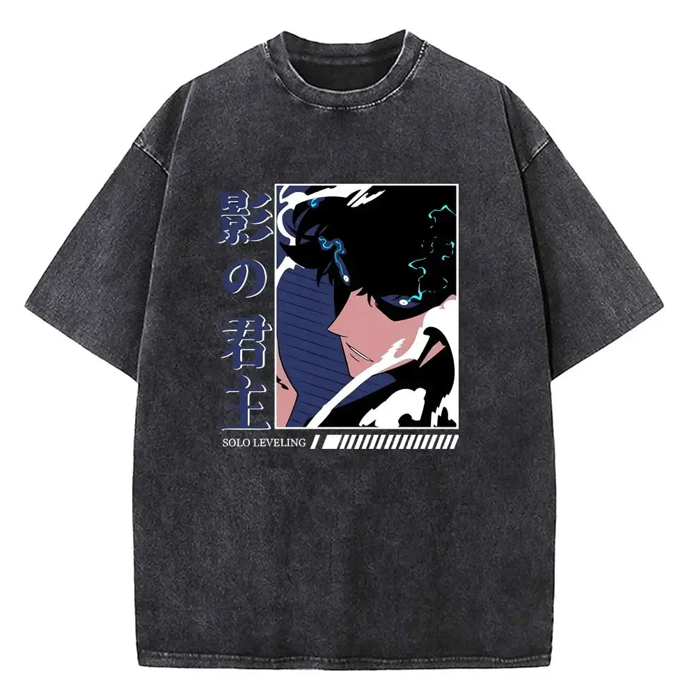 Solo Leveling Vintage T-shirt: Washed Cotton Streetwear