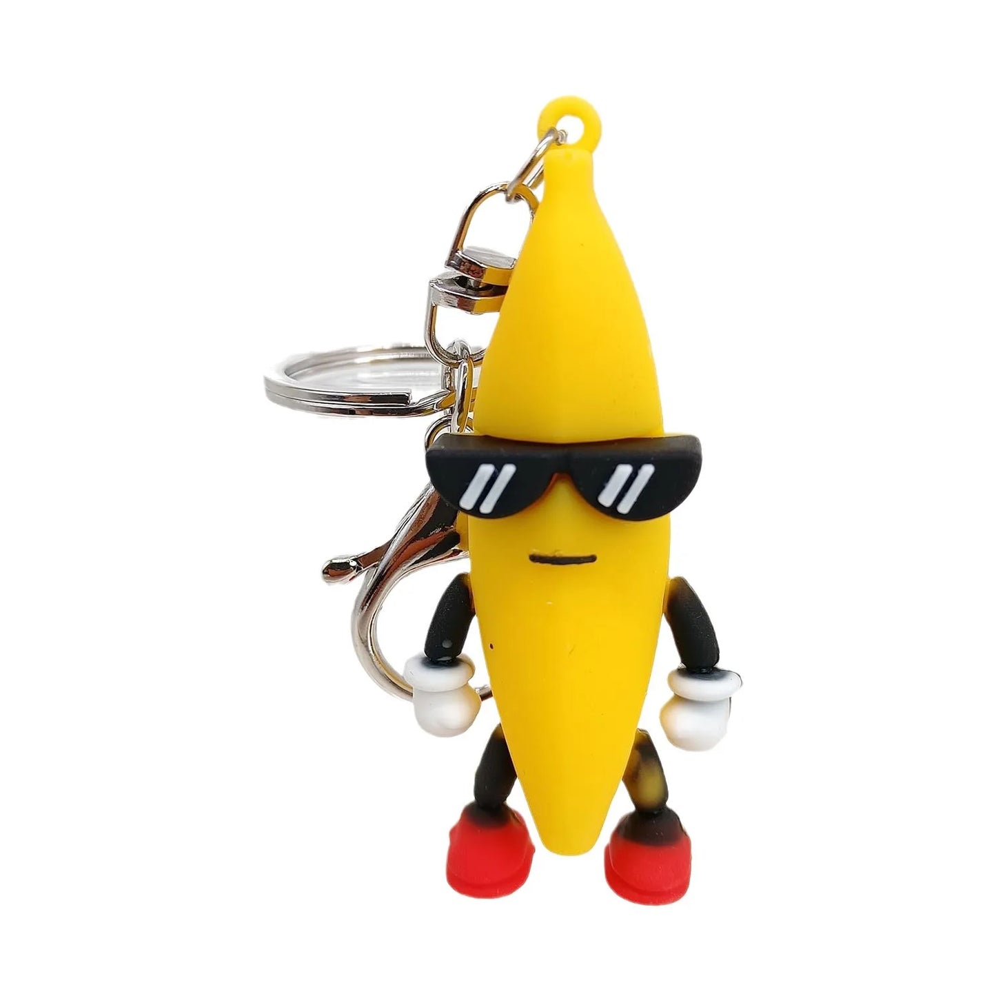 Creative Rubber Banana Doll Keychain Funny Cartoon Figure Stress Relif Toy Bag Pendant Keyring for Men Kids