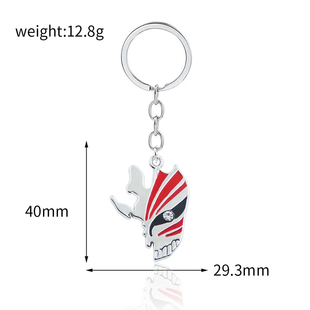 Anime Bleach Keychain Kurosaki Mask Sword Metal necklace Pandent Keyring for Women Men Car Jewelry Fan Cosplay Prop