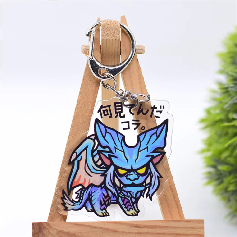 6cm Game Monster Hunter Acrylic keychain 6cm student bag bag small pendant small gift decoration