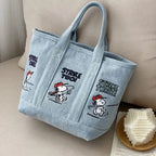 Snoopy Embroidered Canvas Tote Bag – Japanese Style Casual Handbag