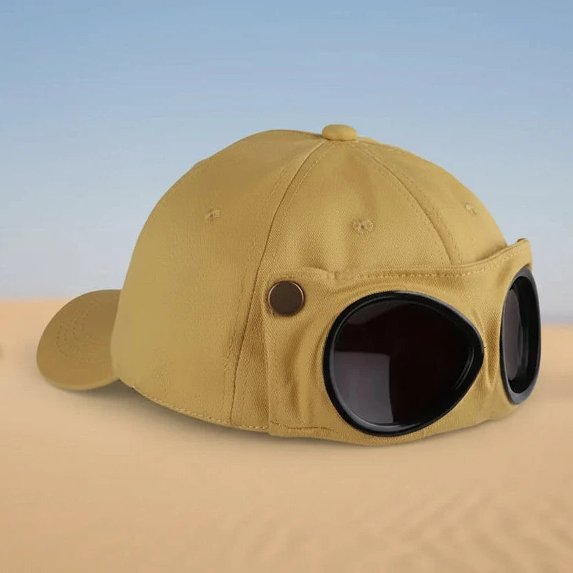 Aviator Baseball Cap – Unisex Summer Hat with Built-In Sunglasses