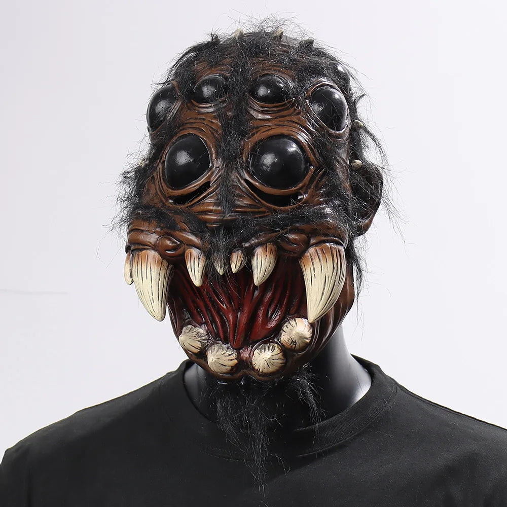 Horror Creepy Spider Mask Cosplay Scary Animal Spiders Big Eyes Tooth Open Mouth Latex Helmet Halloween Party Costume Props