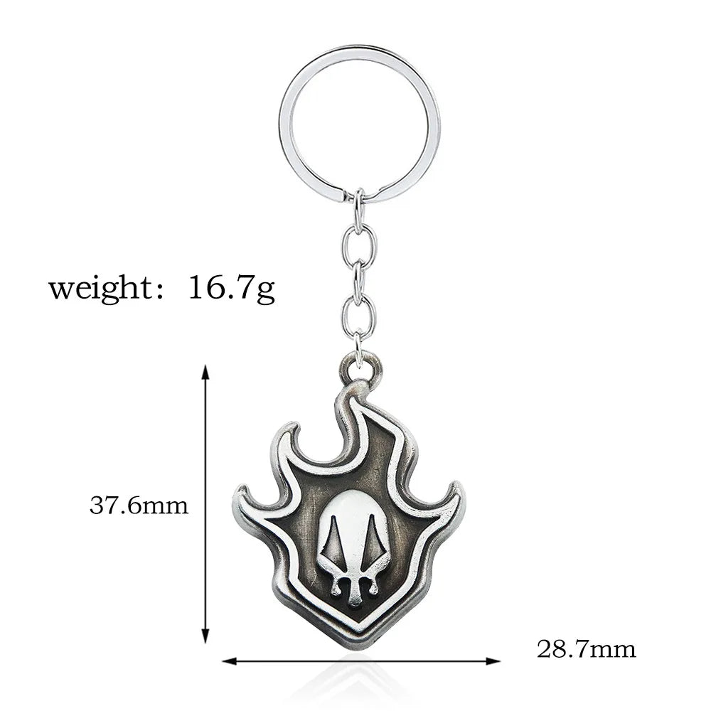 Anime Bleach Keychain Kurosaki Mask Sword Metal necklace Pandent Keyring for Women Men Car Jewelry Fan Cosplay Prop