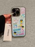 Creative Tamagotchi Cute Girl Silver Frame Phone Case For iPhone
