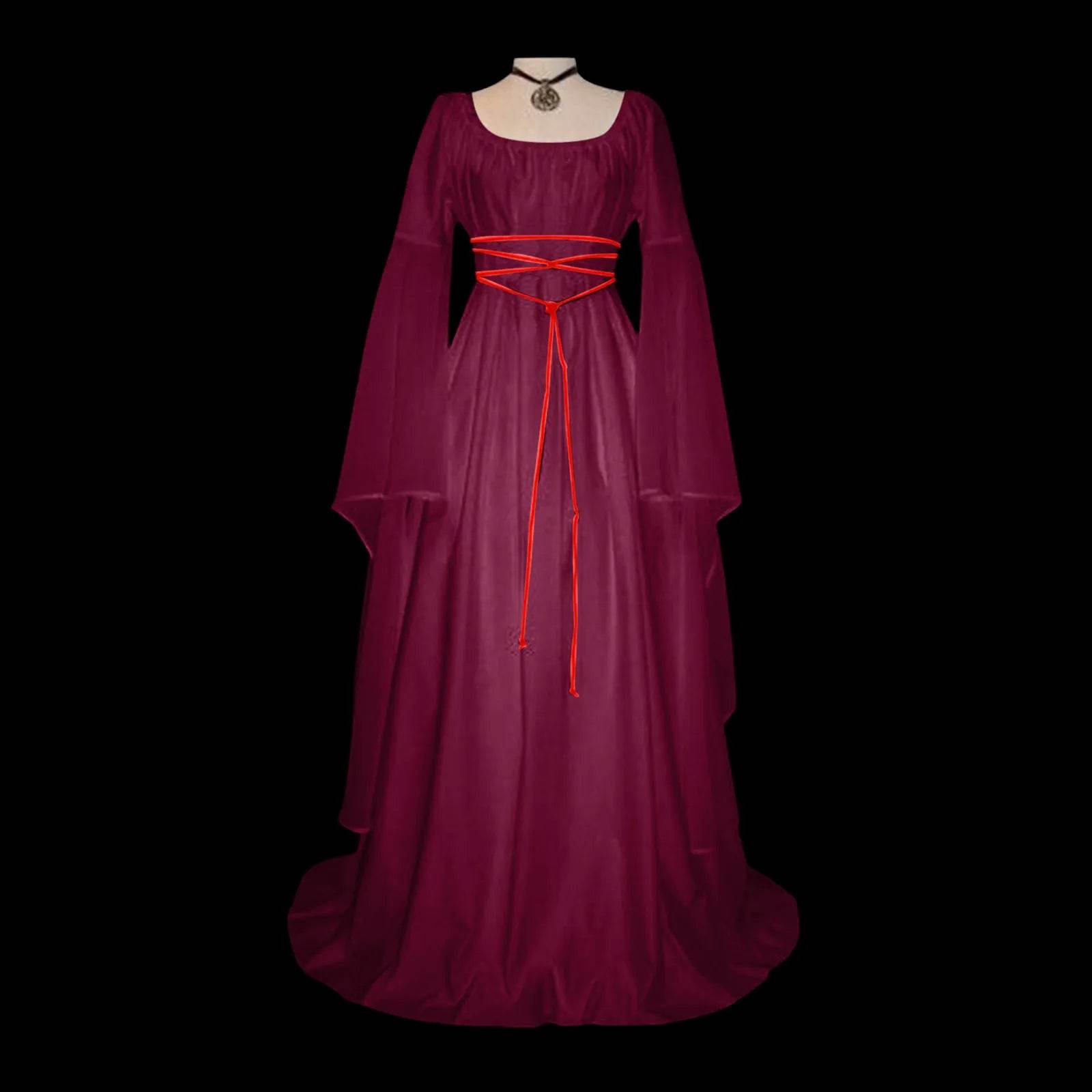 Medieval Gothic Style Retro Cosplay Clothing Long Sleeved Dress Women's Party Dress Mardi Gras Stage Performance Costumes - White / S / United States