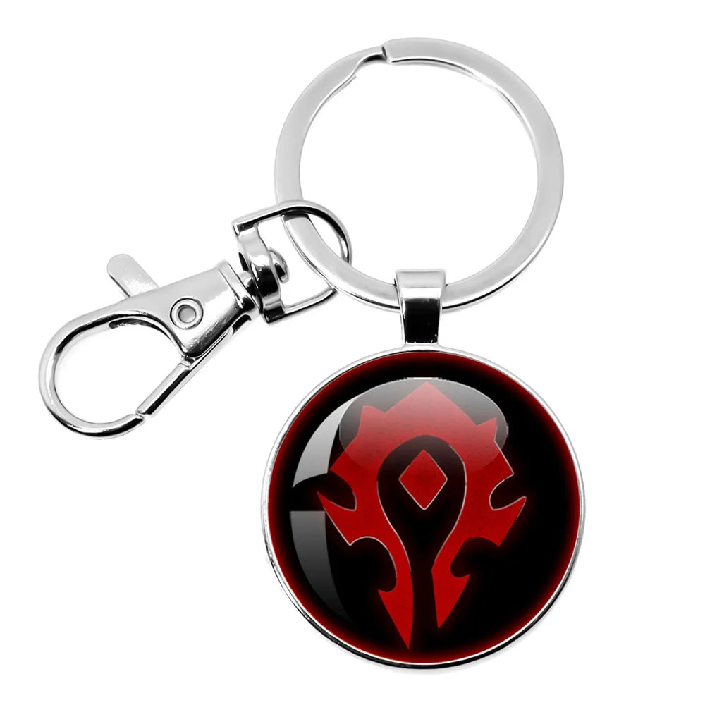 Game World Of Warcraft Keychain WOW Glass Pendant Key Chain For Women Men Keyring Jewelry Hearthstone