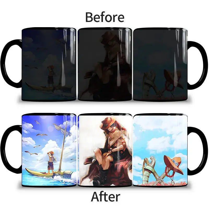 One Piece Color Changing Mug: Nika Luffy & Ace Magic Cup