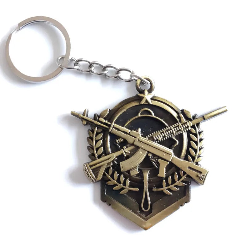 Online Game PUBG Badge Keychain Pendant Cosplay Cyber-Game Playerunknown's Battlegrounds Medal Alloy Key Ring for Game Lovers