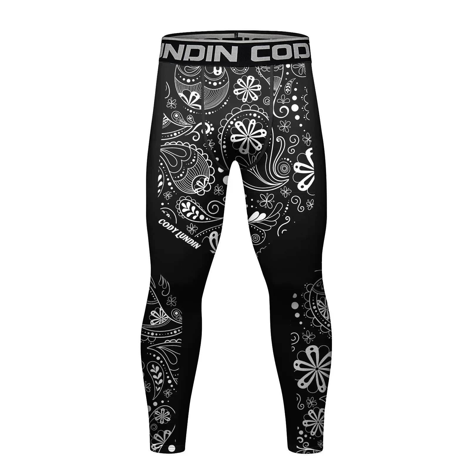 Men's Compression Running Tights - Paisley / Medium