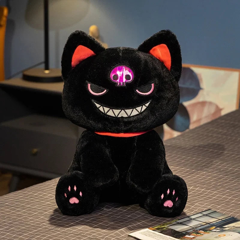 Dark Pirate Cat Plush Toy – Gothic Halloween Stuffed Black Cat Doll