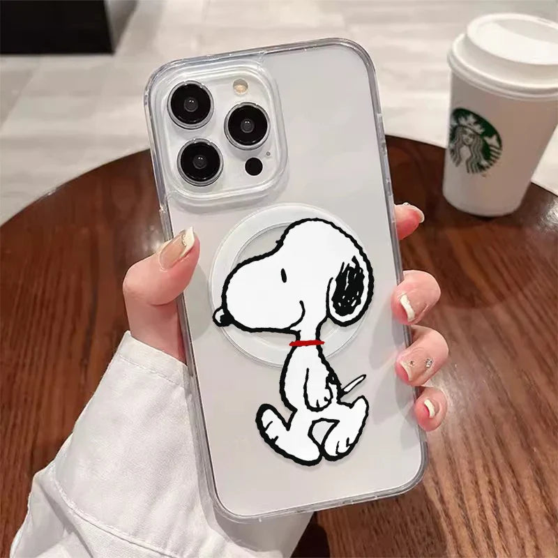 Snoopy Dog Cute Cartoon Anime With Magsafe Case For iPhone 16 15 14 13 12 11 Pro Max Magnetic Compatible Hard Shell Cover