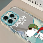 Pilot Snoopy Show Mirror Phone Case For iPhone 14 13 12 11 15 16 Pro Max Lovely Hard Shockproof Kawaii Cover