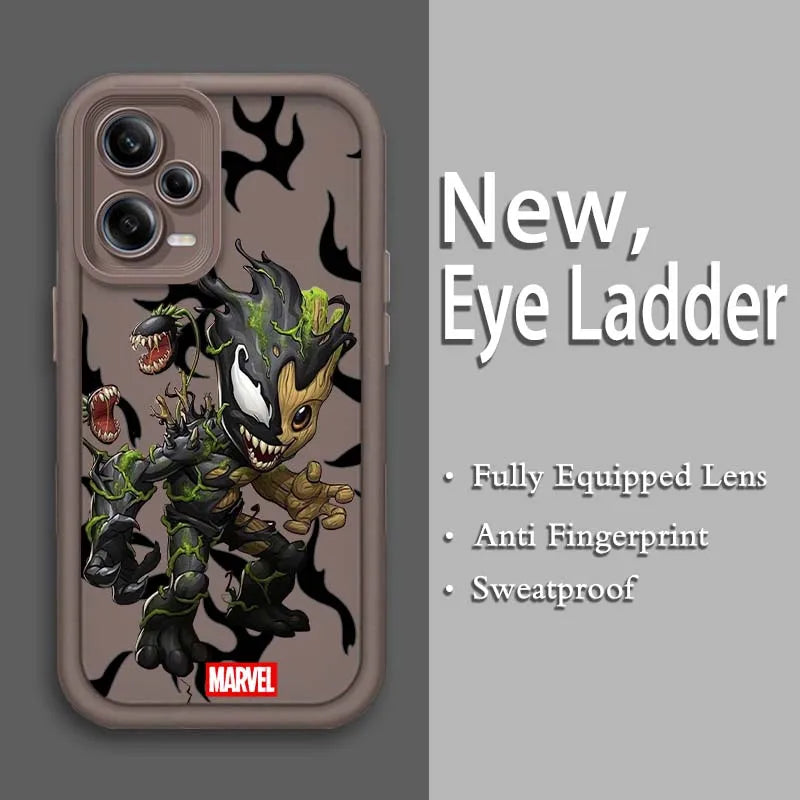 Marvel Groot Spider-Man Art For Xiaomi Redmi Note 14 13 13R 12 12R 11 11E 11T 11S Pro Plus 4G 5G Eye Ladder Soft Phone Case