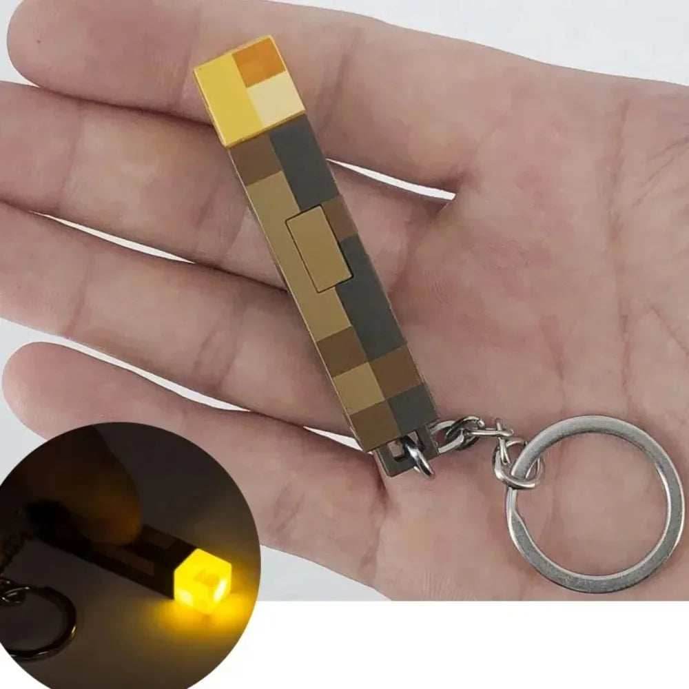 Minecraft Glow Keychain Torch Pendant Gift - 