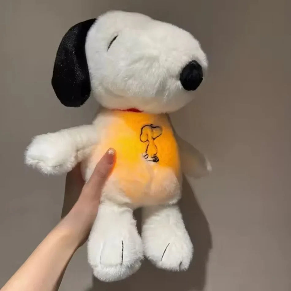 Breathing White Dog Plush Toy – Light & Sound Sleep Companion