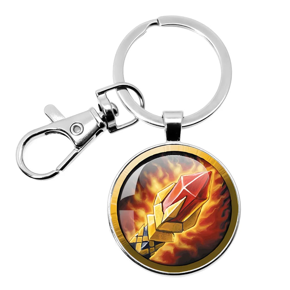 Game World Of Warcraft Keychain WOW Glass Pendant Key Chain For Women Men Keyring Jewelry Hearthstone