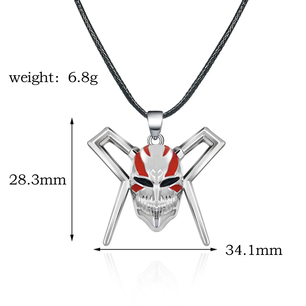 Anime Bleach Keychain Kurosaki Mask Sword Metal necklace Pandent Keyring for Women Men Car Jewelry Fan Cosplay Prop