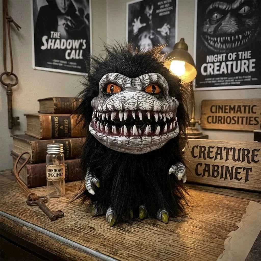 Black Horror Monster Doll – Furry Creature Plush Decor Figure