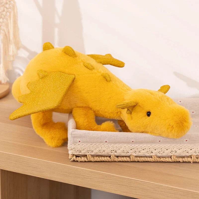 Giant Yellow Flying Dragon Plush Toy – Soft Huggable Dragon Pillow