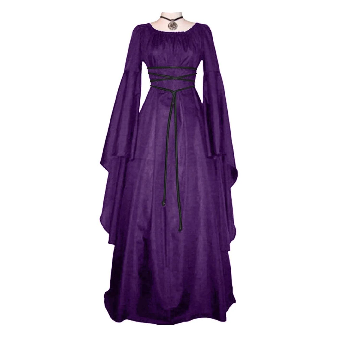 Medieval Gothic Style Retro Cosplay Clothing Long Sleeved Dress Women's Party Dress Mardi Gras Stage Performance Costumes - Purple / S / United States