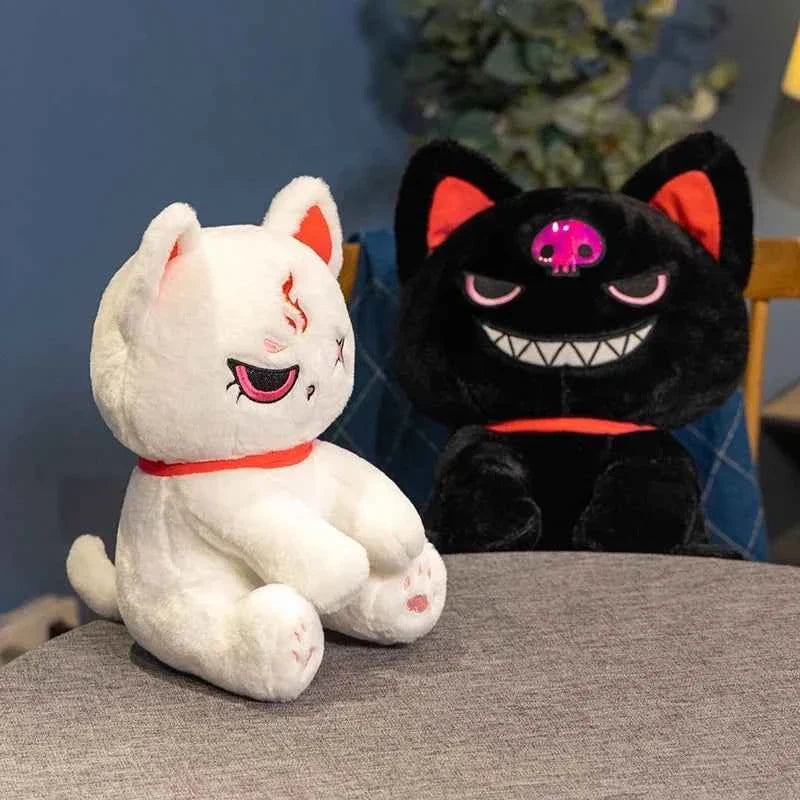 Dark Pirate Cat Plush Toy – Gothic Halloween Stuffed Black Cat Doll