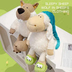Kawaii Sleepy Sheep & Wolf Plush Toy – Creative Soft Stuffed Lamb Doll Holiday Gift (25–50cm)